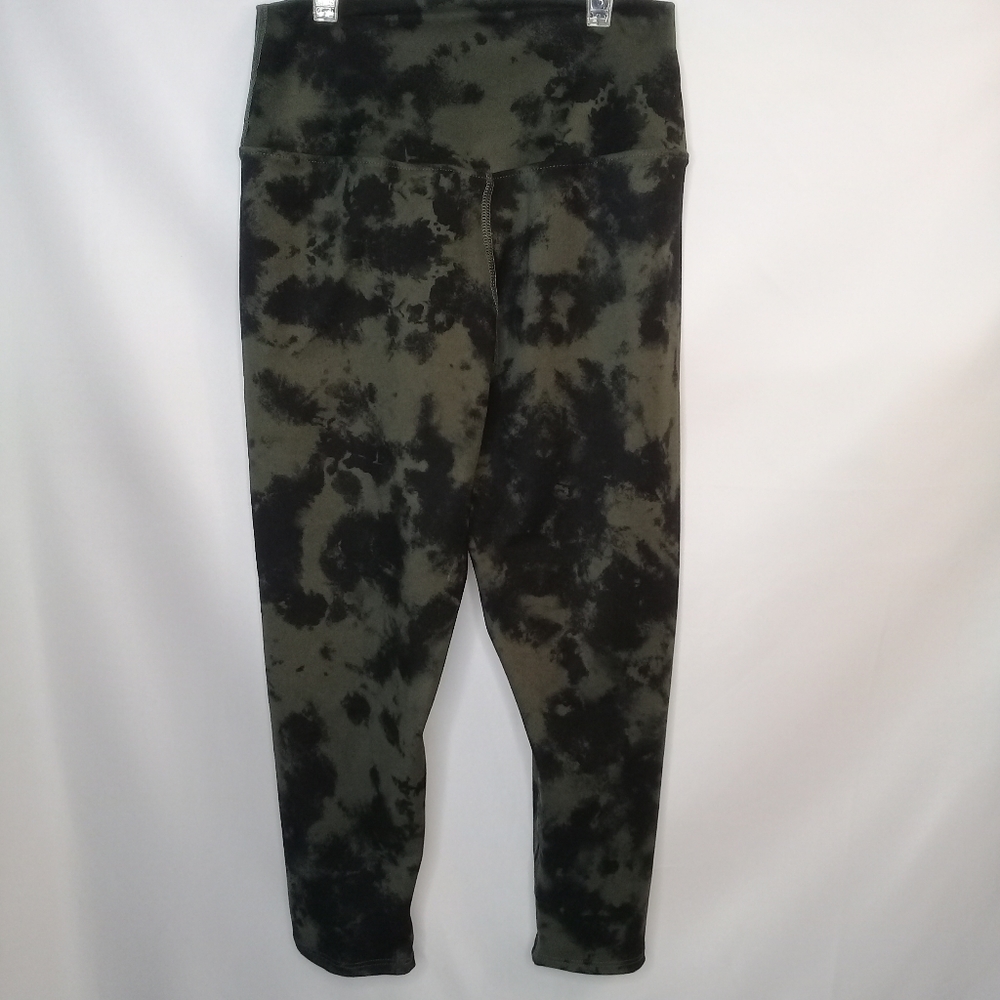 Evolution and Creation Olive Green Black Tie Dye Capri Cross Waist Legging Med - Picture 3 of 8